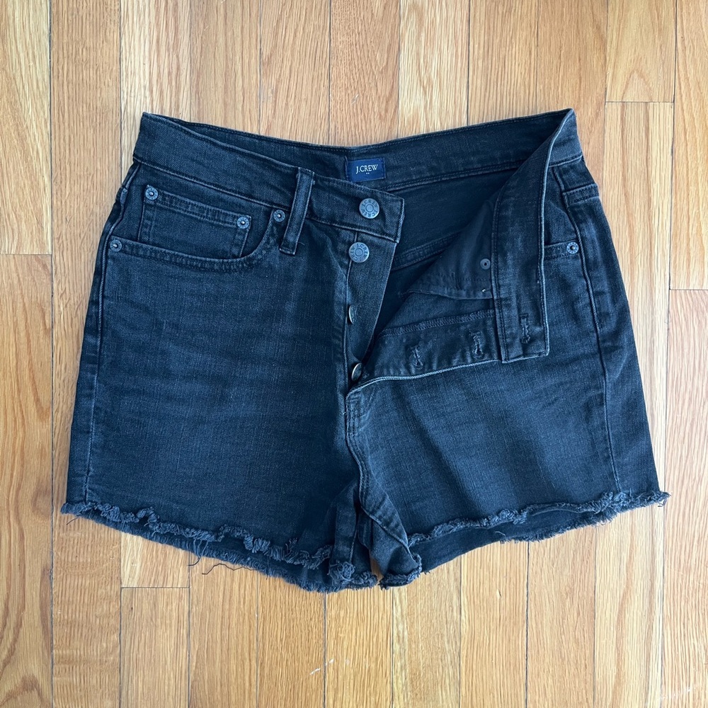 J. Crew Black Wash Denim Button Fly Women Shorts Size 27